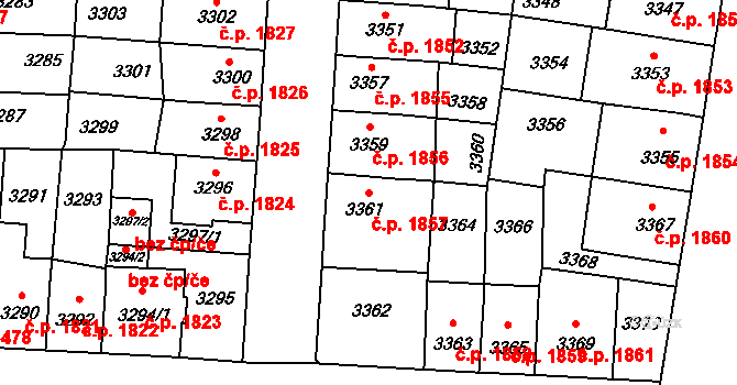 Prostějov 1857 na parcele st. 3361 v KÚ Prostějov, Katastrální mapa