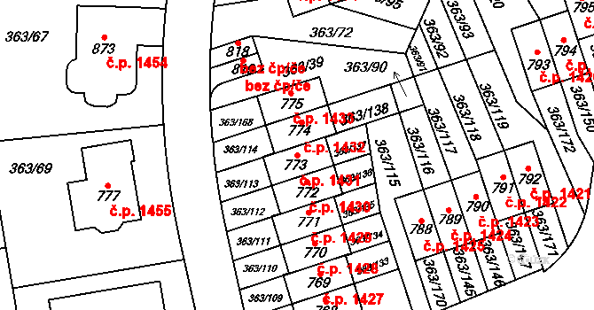 Hostivice 1431 na parcele st. 773 v KÚ Litovice, Katastrální mapa