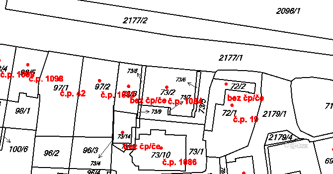 Střešovice 1084, Praha na parcele st. 73/2 v KÚ Střešovice, Katastrální mapa