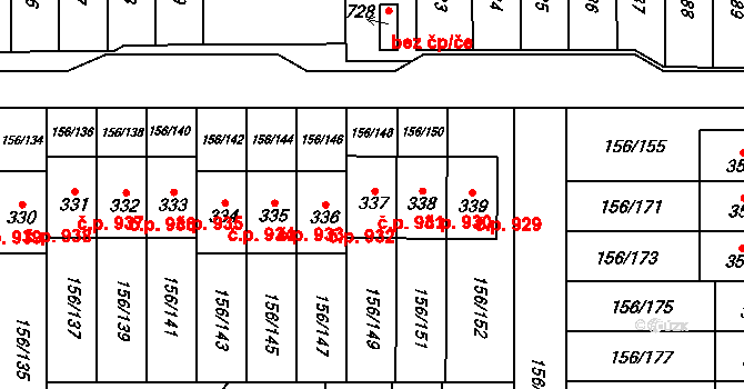 Velké Přílepy 931 na parcele st. 337 v KÚ Velké Přílepy, Katastrální mapa