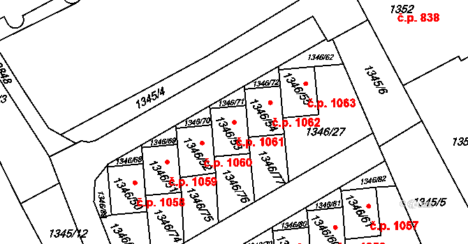 Šluknov 1061 na parcele st. 1346/53 v KÚ Šluknov, Katastrální mapa