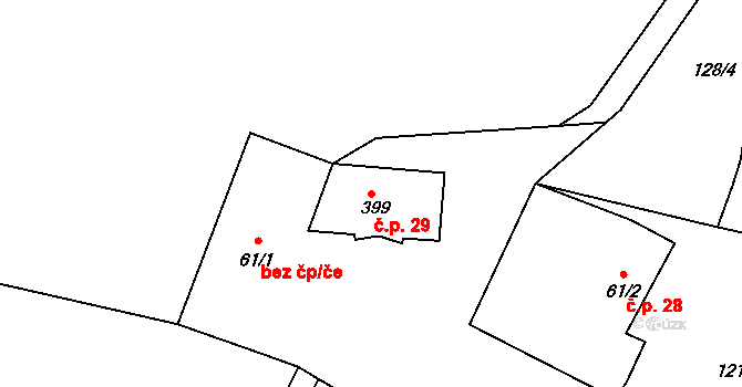 Dolní Chrastava 29, Chrastava na parcele st. 399 v KÚ Dolní Chrastava, Katastrální mapa