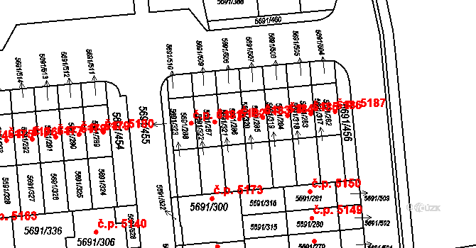 Jihlava 5183 na parcele st. 5691/286 v KÚ Jihlava, Katastrální mapa