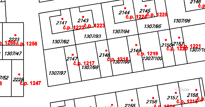 Unhošť 1218 na parcele st. 2148 v KÚ Unhošť, Katastrální mapa
