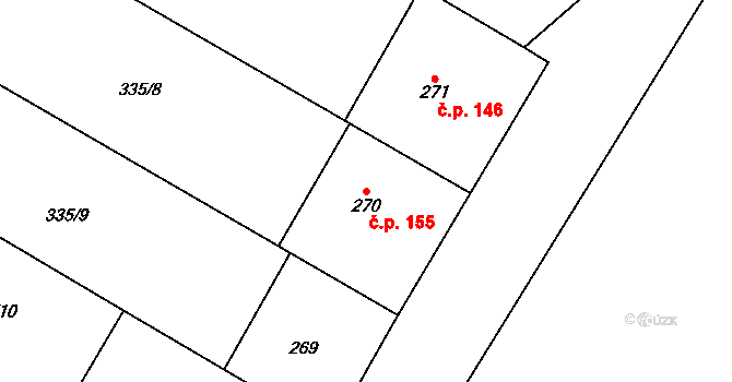 Struhy 155, Čachovice na parcele st. 270 v KÚ Struhy, Katastrální mapa