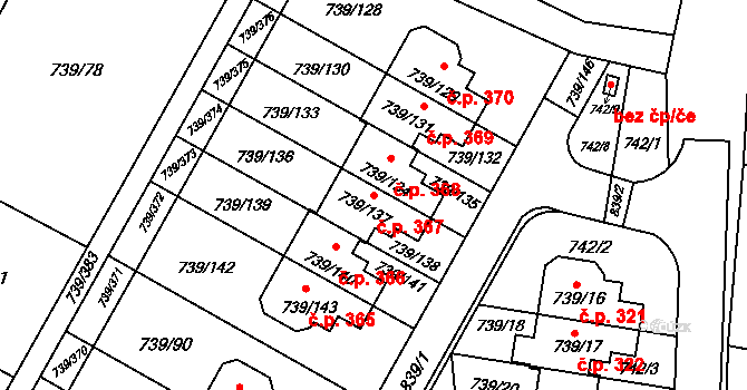 Proskovice 367, Ostrava na parcele st. 739/137 v KÚ Proskovice, Katastrální mapa