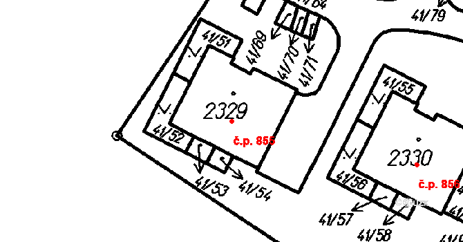 Čeladná 855 na parcele st. 2329 v KÚ Čeladná, Katastrální mapa