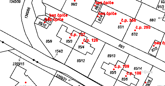 Pokratice 126, Litoměřice na parcele st. 85/4 v KÚ Pokratice, Katastrální mapa