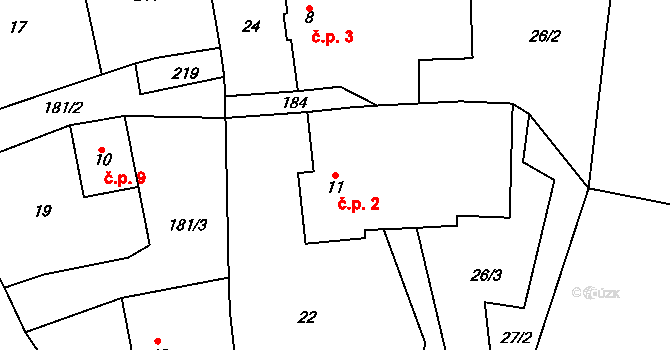 Štipoklasy 2, Úněšov na parcele st. 11 v KÚ Štipoklasy u Číhané, Katastrální mapa