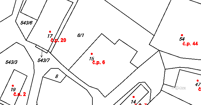 Lomnička 6, Kšice na parcele st. 15 v KÚ Lomnička, Katastrální mapa