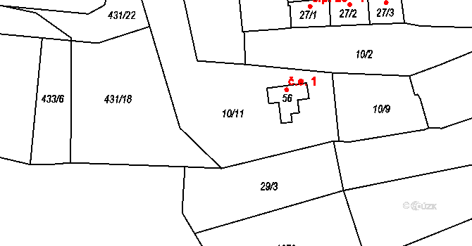Kladenské Rovné 1, Kájov na parcele st. 56 v KÚ Kladenské Rovné, Katastrální mapa