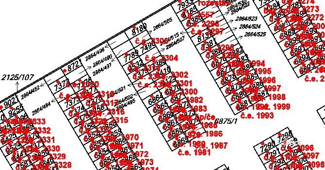 Hodonín 2300 na parcele st. 9123 v KÚ Hodonín, Katastrální mapa