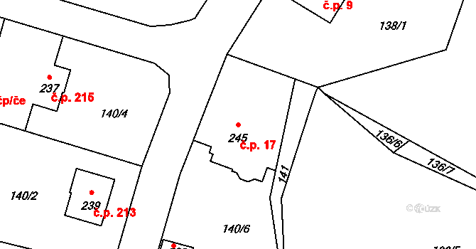 Sedlec 17, Sedlec-Prčice na parcele st. 245 v KÚ Sedlec u Votic, Katastrální mapa