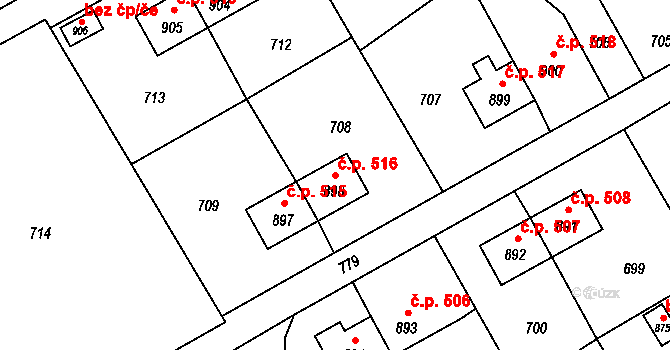 Heřmanice 516, Ostrava na parcele st. 898 v KÚ Heřmanice, Katastrální mapa
