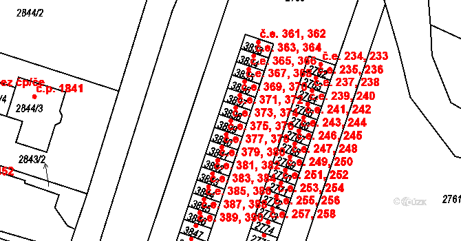 Děčín VI-Letná 373,374, Děčín na parcele st. 3839 v KÚ Podmokly, Katastrální mapa