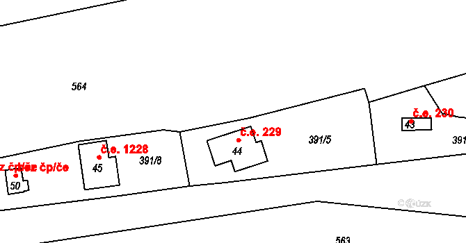 Černíny 38260131 na parcele st. 44 v KÚ Zdeslavice u Černín, Katastrální mapa