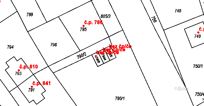 Letovice 38329131 na parcele st. 790/4 v KÚ Letovice, Katastrální mapa