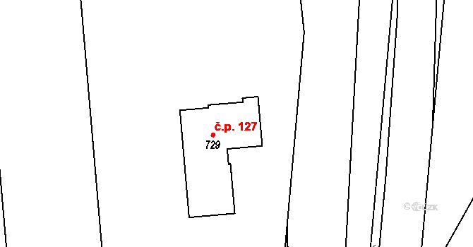 Sidonie 127, Brumov-Bylnice na parcele st. 729 v KÚ Sidonie, Katastrální mapa