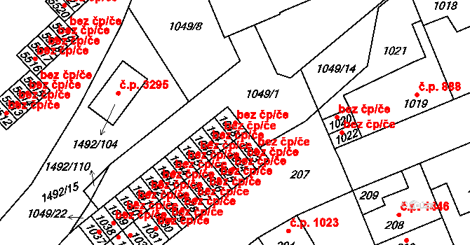 Kladno 38578131 na parcele st. 1048 v KÚ Kročehlavy, Katastrální mapa