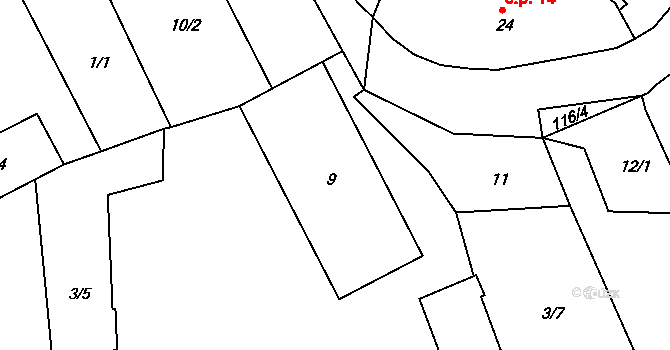 Jihlava 38665131 na parcele st. 9 v KÚ Henčov, Katastrální mapa
