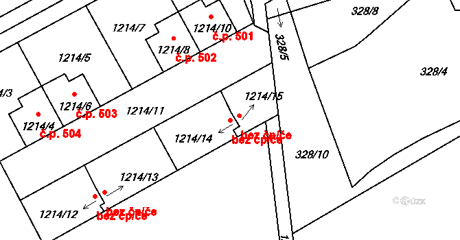 Líně 39643131 na parcele st. 1214/14 v KÚ Líně, Katastrální mapa