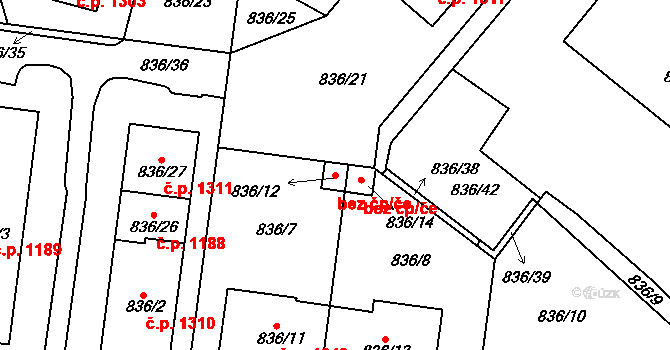 Rýmařov 40180131 na parcele st. 836/12 v KÚ Rýmařov, Katastrální mapa