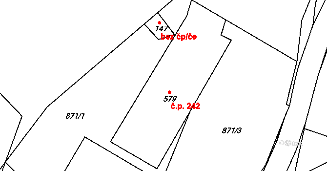 Trnava 242 na parcele st. 579 v KÚ Trnava u Zlína, Katastrální mapa