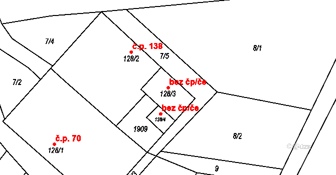 Kladky 41161131 na parcele st. 128/3 v KÚ Kladky, Katastrální mapa