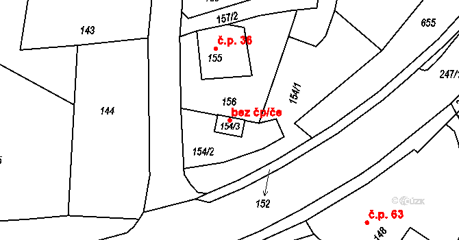 Šebrov-Kateřina 41534131 na parcele st. 154/3 v KÚ Šebrov, Katastrální mapa