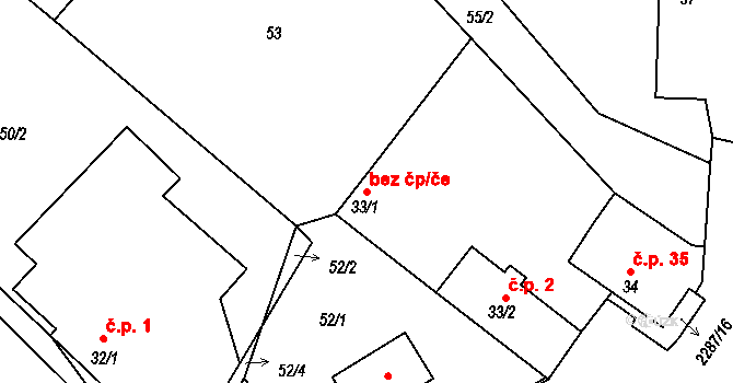 Třebohostice 41812131 na parcele st. 33/1 v KÚ Třebohostice, Katastrální mapa
