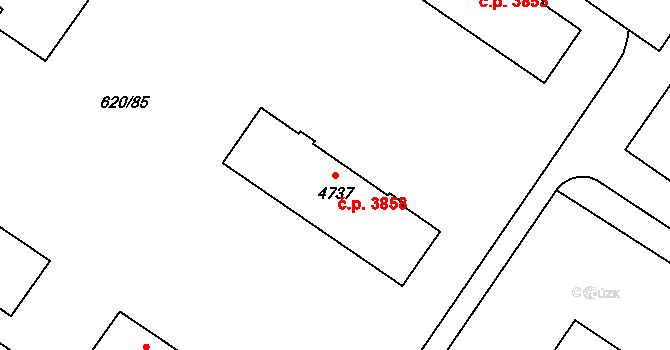 Zlín 3858 na parcele st. 4737 v KÚ Zlín, Katastrální mapa