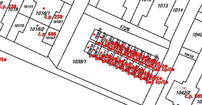 Ostrava 42402131 na parcele st. 1038/11 v KÚ Kunčičky, Katastrální mapa