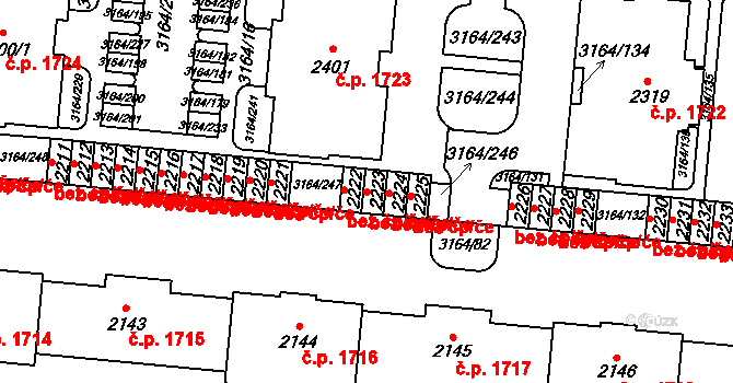 Uherské Hradiště 43102131 na parcele st. 2223 v KÚ Mařatice, Katastrální mapa