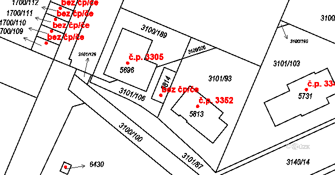 Břeclav 43267131 na parcele st. 5814 v KÚ Břeclav, Katastrální mapa