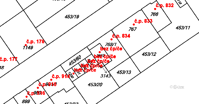 Ostrava 43901131 na parcele st. 768/2 v KÚ Přívoz, Katastrální mapa