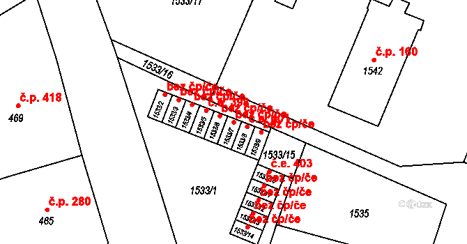 Kaplice 44184131 na parcele st. 1533/7 v KÚ Kaplice, Katastrální mapa