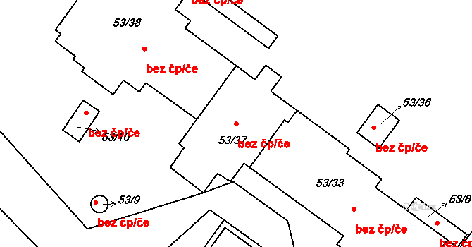 Příbram 44459131 na parcele st. 53/37 v KÚ Bytíz, Katastrální mapa