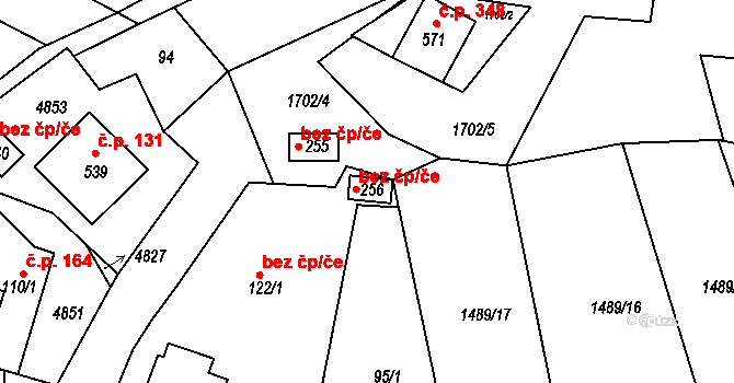 Vlachovice 44766131 na parcele st. 256 v KÚ Vlachovice, Katastrální mapa