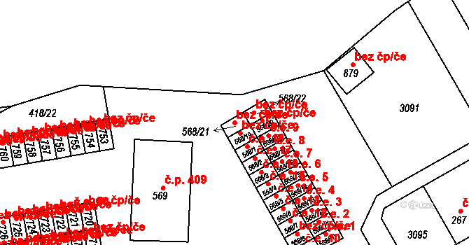 Velešín 45625131 na parcele st. 568/21 v KÚ Velešín, Katastrální mapa