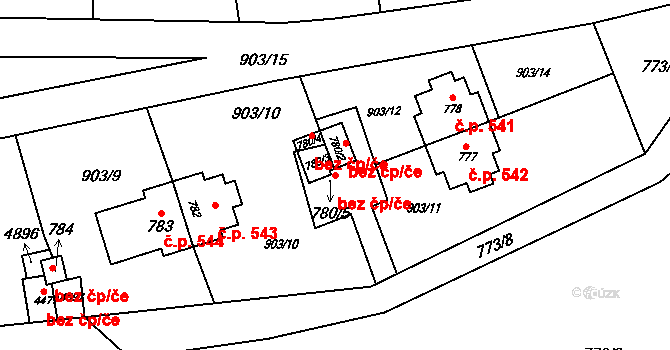 Rožnov pod Radhoštěm 45686131 na parcele st. 780/5 v KÚ Rožnov pod Radhoštěm, Katastrální mapa