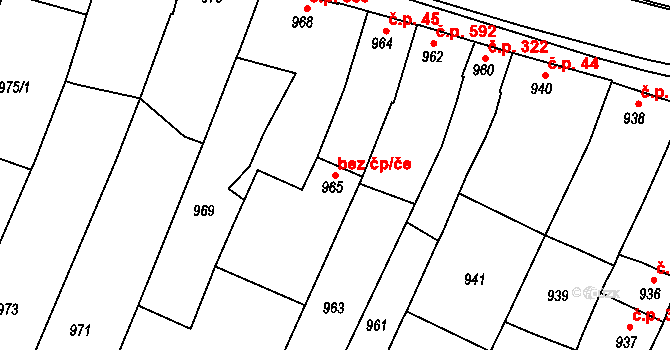 Bučovice 45831131 na parcele st. 965 v KÚ Bučovice, Katastrální mapa