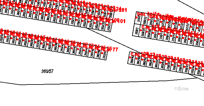 Rousínov 45874131 na parcele st. 360/47 v KÚ Rousínov u Vyškova, Katastrální mapa