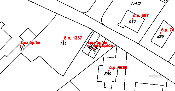 Vrchlabí 47500131 na parcele st. 801 v KÚ Podhůří-Harta, Katastrální mapa