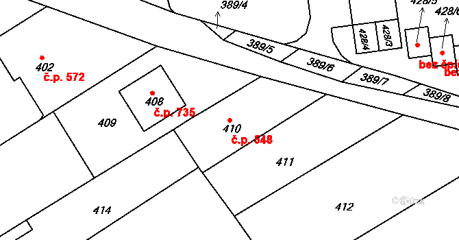 Buchlovice 548 na parcele st. 410 v KÚ Buchlovice, Katastrální mapa