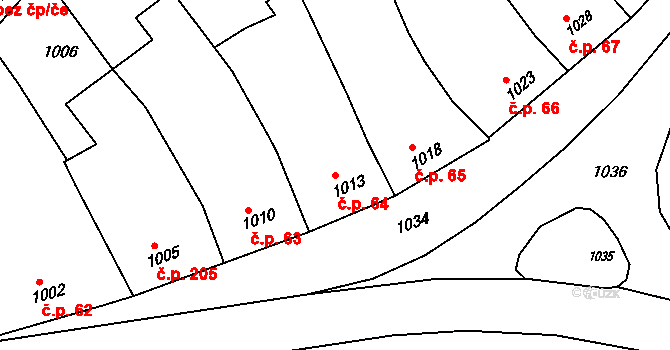 Pustiměřské Prusy 64, Pustiměř na parcele st. 1013 v KÚ Pustiměř, Katastrální mapa