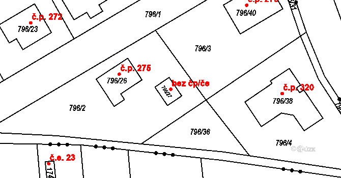 Lubná 49056131 na parcele st. 796/27 v KÚ Lubná u Rakovníka, Katastrální mapa