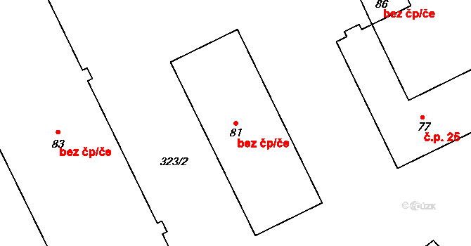 Bystřice pod Hostýnem 50204131 na parcele st. 81 v KÚ Sovadina, Katastrální mapa