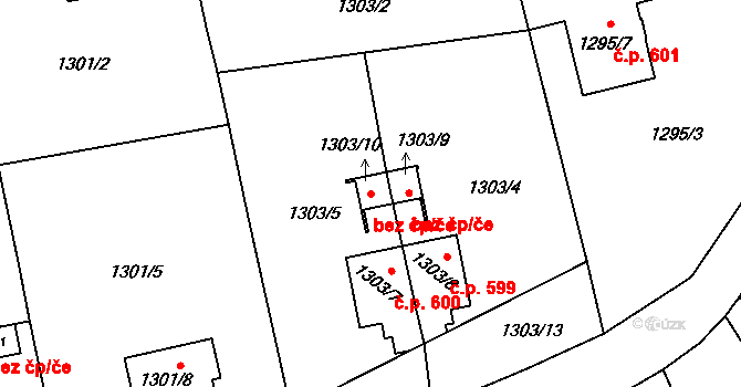 Havířov 50230131 na parcele st. 1303/10 v KÚ Prostřední Suchá, Katastrální mapa