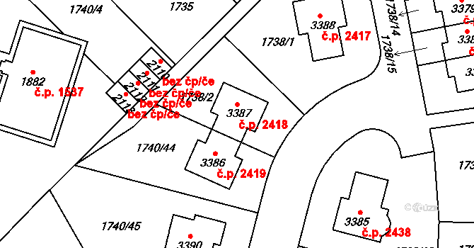 Brandýs nad Labem 2418, Brandýs nad Labem-Stará Boleslav na parcele st. 3387 v KÚ Brandýs nad Labem, Katastrální mapa