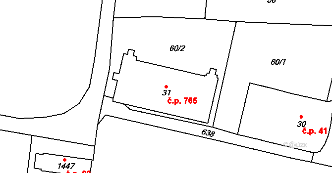 Slatiňany 765 na parcele st. 31 v KÚ Slatiňany, Katastrální mapa